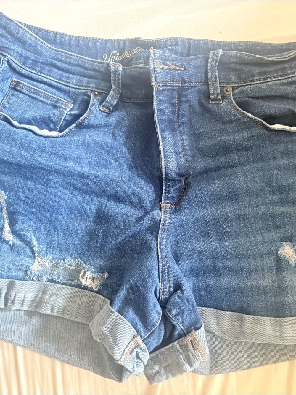 Universal Thread Blue Distressed Cuffed Denim Shorts